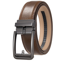 Ceinture pour homme sur mesure ODM, boucle automatique en alliage cousue main sans aiguille, en cuir de vachette à motif uni, fabriquée à Guangzhou, largeur de sangle 2-4 cm