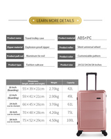 Valise à roulettes en aluminium givré de luxe, coque rigide, vente en gros d'usine, 4 roues pivotantes, serrure à code, fermeture éclair anti-explosion