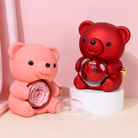Organisateur de bijoux élégant en forme d'ours rotatif avec motif floral exquis, fleur éternelle, cadeau de luxe pour elle, pour diverses occasions