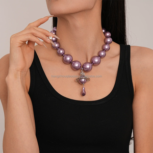 ヨーロピアンアメリカのハイエンド女性アクセサリースパイシーな女の子気質ネクタイ模造真珠の誇張されたファッショナブルなネックレス - Product Image 2