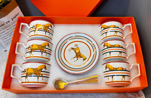 Wholesale Promotional Porcelain Coffee Mug <b>Ceramic</b> Cappuccino Espresso Cups Bone China Coffee Tea Cup and Saucer Set - Product Image 6