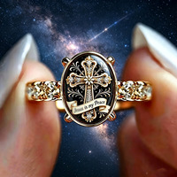 Cincin Potret Perawan Maria Berlapis Tembaga dengan Zirkon, Cincin Oval Bergambar Tokoh Religius, Perhiasan Wanita untuk Pemakaian Sehari-hari, Hadiah