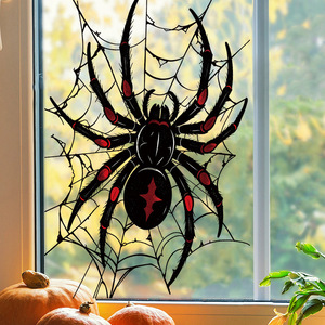 Adhesivo Decorativo para Ventana de Halloween con Diseño de Araña Viuda Negra, Gran Tamaño, Tejido de Araña Negro Espeluznante, Adhesivo Removible de PVC para Decoración de Fiestas de Halloween - Product Image 2