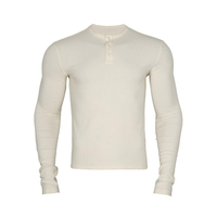 Chemise Henley côtelée tricotée sur mesure pour homme, style Old Money, coupe ajustée, manches longues, col rond, haut thermique confortable
