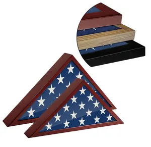 Kotak Pajangan Bendera Besar Datar Amerika untuk Bendera Pemakaman-Cocok untuk Casing Pajangan Militer Bendera 5 "X 9.5" Lipat