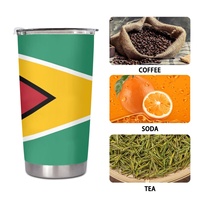 Gobelet isotherme en acier inoxydable de 20 oz, imprimé du drapeau de la Guyane, idéal pour la conduite quotidienne sur la route, le camping en montagne et les pauses café au bureau
