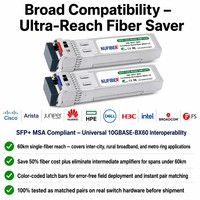 Módulo Transceptor Nufiber SFP+ 10G BIDI BX60 60km 1270/1330nm Simplex LC SMF DDM para Computación en la Nube y Redes Extremas