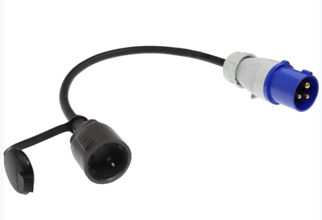 16A 230V  Industrial Plug to Schuko French Adaptor Socket Extension Cord