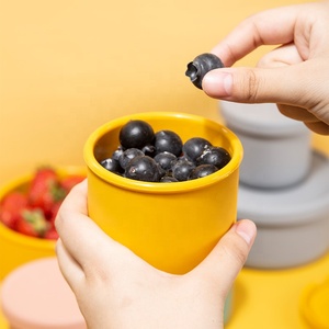 多功能硅胶冰柜储物容器硅胶餐圆盒婴儿食品储物容器食品储物盒 - Product Image 3