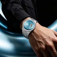 Montre automatique ronde pour homme, cadran nid d'abeille, bracelet en acier inoxydable bicolore, lunette sertie de diamants, marque privée AIMANA 8810