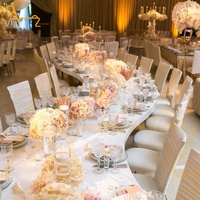 2023 dernière demi-lune style européen conception serpentine forme table de mariage tables à manger en bois pour événement de banquet