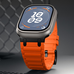 Pulsera de silicona suave de diseño de lujo, correa de reloj inteligente, hebilla de Metal para la serie IWatch, pulsera ultraimpermeable de 42/44/45/49mm - Product Image 2