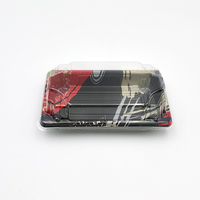 Boîte alimentaire jetable en plastique JY-1100, emballage à emporter, boîte transparente rectangulaire, plateau à sushi noir