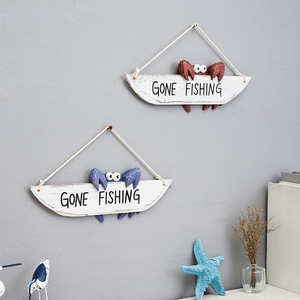 Gone Fishing <b>Crab</b> Wall Sign Hanging Decor Ocean Theme Pine Wood Weather Resistant Garden Ornament - Product Image 1