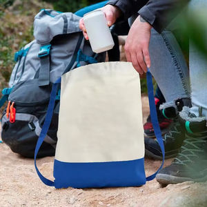 กระเป๋าเป้ผ้าแคนวาสสีดำพิมพ์โลโก้ตามสั่งสำหรับเด็ก  กระเป๋าผ้าฝ้ายแบบมีเชือกผูก 100% - Product Image 3