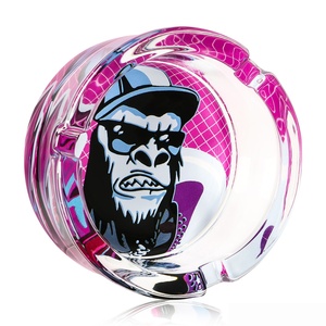 Nuevo Cenicero Redondo de Vidrio Gorilla, 85 mm de Diámetro, Cenicero con Impresión a Color, Accesorio para Fumar - Product Image 2