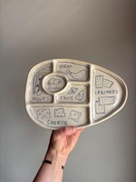 Plateau à déjeuner, dîner et collation avec plusieurs compartiments et sections à motifs décoratifs pour le pain, la salade et plus encore