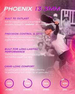 Warping Point Tina Pisnik Phoenix <span class=keywords><strong>Pickleball</strong></span>-Schläger UPA-A Zugelassen Rohes T700 Carbonfaser 16MM/13.3MM Power Drive System Präzise - Product Image 6