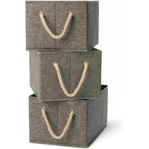 Foldable Fabric <b>Storage</b> Cubes with Rope Handles Stackable Cube Bins for Organizing Sundries Minimalist Design - Product Image 6
