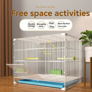 Jaula de alambre de hierro plegable de gran espacio para pájaros, caja de agua, periquito de Metal, loro pequeño, pájaros, jaula de hierro para cría, bandeja de plástico, paleta - Product Image 4