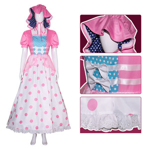 Disfraz de Pastora Little Bo Peep, Vestido Vintage Rosa con Puntos, Gorro, Capa Azul y Mono de Encaje para Mujer - Product Image 3