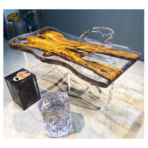 New Arrival <strong>Cedar</strong> Burl <strong>Wood</strong> Hotel Art Design Blue Resin Epoxy Table Top - Product Image 3