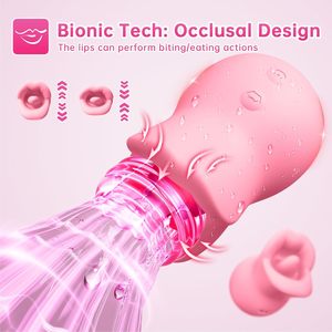 Jouet sexuel adulte en silicone 3IN1 pour femmes Vibromasseur rose 10 modes Léchage Mordre Anal Clit Mamelon Vibrant pour femmes hommes Couples - Product Image 3
