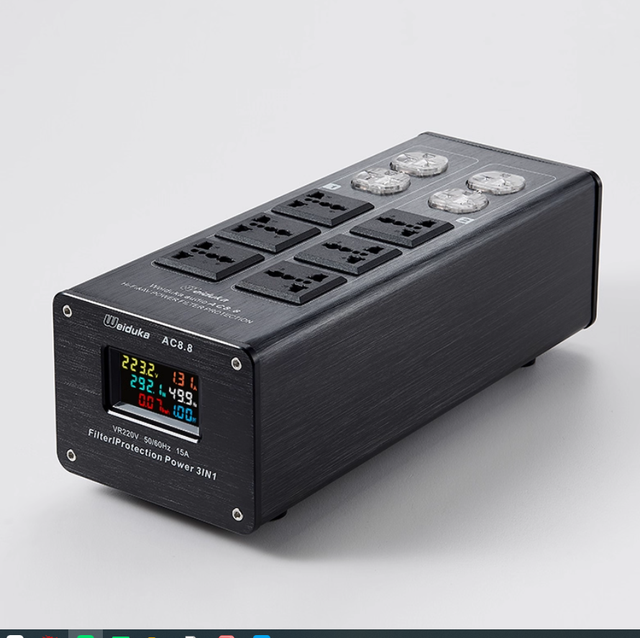 6-Outlet Industrial Design AC Power Conditioner Filter Hi-Fi Audio Home Theater EMI RFI Noise Suppressor US/EU/UK Plug Copper