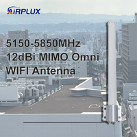 Antena WiFi Omnidireccional MIMO de 12dBi, 5150-5850MHz, RP-SMA, Antena Exterior de Fibra de Vidrio para Router AP, Cobertura Inalámbrica
