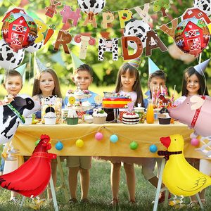 Set per Festa di <span class=keywords><strong>Compleanno</strong></span> a Tema Animali della <span class=keywords><strong>Fattoria</strong></span> LEMON, Decorazioni con Sfondo Stalla, Articoli per Feste a Tema Mucca per Bambini - Product Image 5