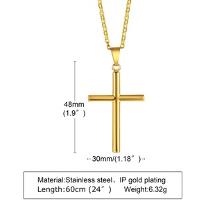 Wholesale Gold Plated <b>Cross</b> Pendant Stainless Steel <b>Cross</b> Necklace for Men - Product Image 4