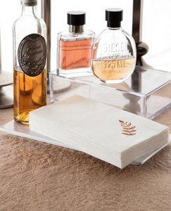 Serviettes en papier Airlaid avec motif doré (blanc) |   Serviettes jetables effet lin pour invités |   Doux, absorbant, pour les dîners - Product Image 2