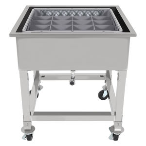 Évier commercial mobile en acier inoxydable pour la <span class=keywords><strong>vaisselle</strong></span>, avec 4 roulettes pivotantes, compatible avec un panier de <span class=keywords><strong>lave</strong></span>-<span class=keywords><strong>vaisselle</strong></span> de 50*50 cm - Product Image 1