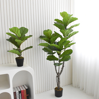 Künstliche Pflanzen Geigenblatt-Feige Ficus Lyrata Banyanbaum Heim Garten Büro Dekoration