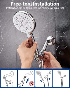 Bathroom <strong>Replacement</strong> <strong>Shower</strong> <strong>Head</strong> Set 9 Spray Settings Handheld <strong>Shower</strong> <strong>Head</strong> with <strong>Hose</strong> - Product Image 4