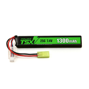Batterie Lipo rechargeable 7,4 V 2S 25C 1300 mAh avec connecteur Mini Tamiya, 500 cycles, TSX Power, certifiée CE, pour avions RC et véhicules jouets - Product Image 1