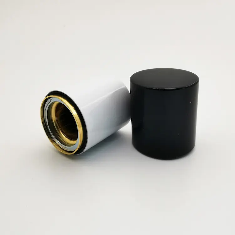 Oem Luxe Zwart En Wit Cilinder Vorm Aluminium Metal Magnetische Parfumflesje Cap Met Kraag Uit China