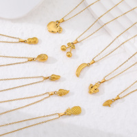 Trendy unisex roestvrijstalen ketting met 18K vergulde schakels en fruitbedel, cadeau