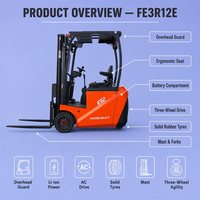 Forklift Counter-Balanced 4 Roda NOBLELIFT Custom Dua/Tiga Tingkat Tiang 1.2 Ton Tinggi 3000mm untuk Penanganan Kargo Gudang