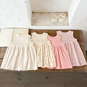 Gaun katun bernapas bayi perempuan, rok rompi bergaris Polka Dot longgar lembut musim panas 2025 untuk bayi dan balita perempuan - Product Image 3