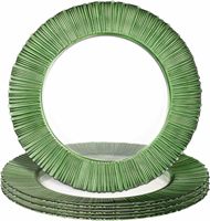 Assiettes de présentation en verre transparent de 13 pouces avec bordure verte pour mariages, anniversaires et diverses occasions