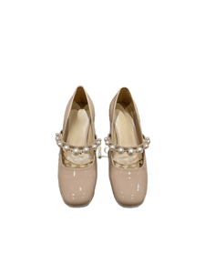 Chaussures tendance pour femmes Jimmy, de haute qualité, à bout carré rétro, avec bride à boucle ornée de perles et de diamants, <span class=keywords><strong>talon</strong></span> épais pour la stabilité, Chooing - Product Image 1