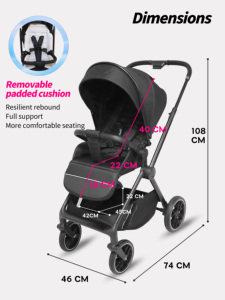 <span class=keywords><strong>Passeggino</strong></span> 2-in-1 Tutto-in-Uno con <span class=keywords><strong>Culla</strong></span>, Seduta Reversibile e Manubrio Regolabile per Neonati e Bambini - Product Image 4