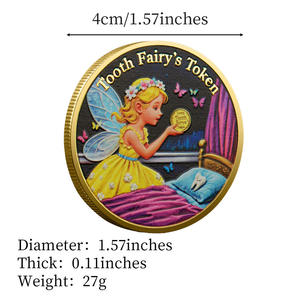 Auf Lager Zahnfee-Münze aus Eisenhandwerk Souvenir-Gedenkmünze vergoldet mit UV-Druck Prägung Relief individuelles kostenloses Design Geschenk - Product Image 6