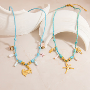 18K Gold Plated Stainless Steel <strong>Crab</strong> Pendant Necklace Link Chain Princess Cut Trendy Beach <strong>Jewelry</strong> for Women for Gifts-N183 - Product Image 2