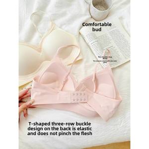 Ropa interior cómoda sin rastro de brotes para mujer, extensor de correa de hombro fino, sujetador grande sin anillos de acero, Bikini de pecho pequeño sólido - Product Image 2