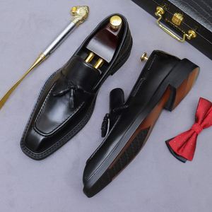 Zapatos Formales de Negocios con Borlas para Hombre - Zapatos de Oficina con Cordones, Diseño de Parches, Transpirables, Antideslizantes, Ligeros - Product Image 5