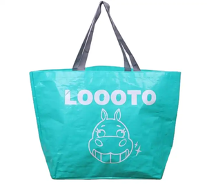 Venta al por mayor personalizado impreso grande reutilizable Tote PP tejido laminado lona almacenamiento playa bolsas de la compra - Product Image 2