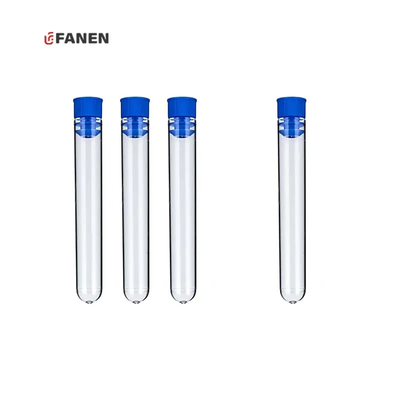 Tubo di prova della fiala di plastica di Fanen 13*78mm 5ml con le provette dei cappucci del metallo provetta