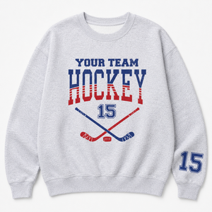Sudadera Personalizable con Número de Equipo y Gráfico de Hockey, Cuello Redondo, Unisex, Ropa para el Día del Partido, Top de Manga Larga para Hockey sobre Hielo - Product Image 1